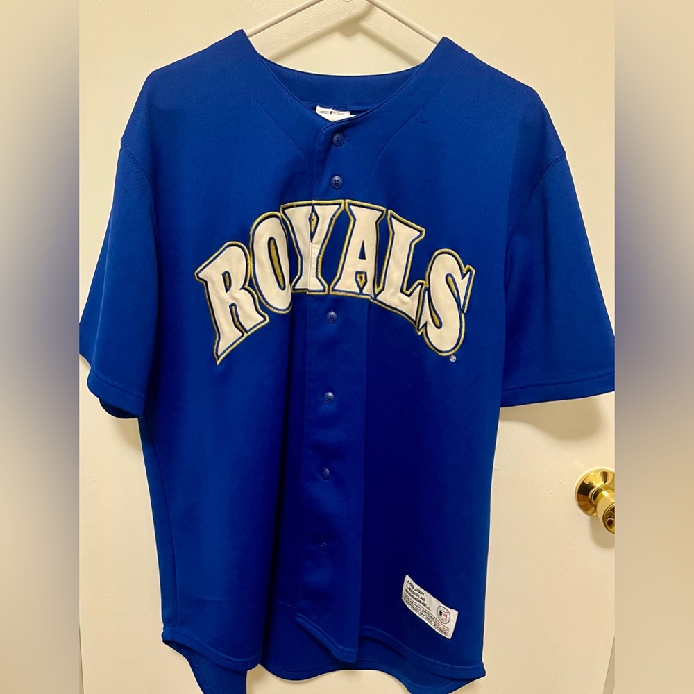 Kansas City Royals MLB Men's Gold and Blue Jersey Sz L